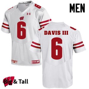 Men's Wisconsin Badgers NCAA #6 Danny Davis III White Authentic Under Armour Big & Tall Stitched College Football Jersey VI31S18EL